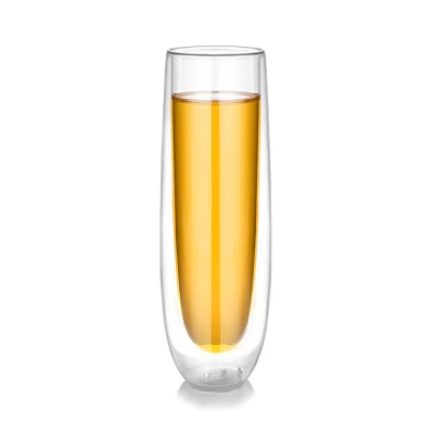 Copa de vino de champán de cristal termo personalizado transparente de calidad alta y delgada