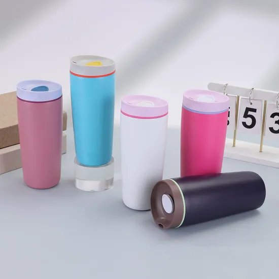 Botella de agua personalizada de acero inoxidable 480ml, vaso de viaje, taza de oficina al vacío con funda de silicona, termo de café, 480ml