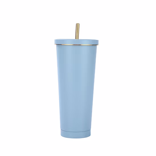 Termo de café de acero inoxidable 304, taza de regalo para coche con pajita portátil